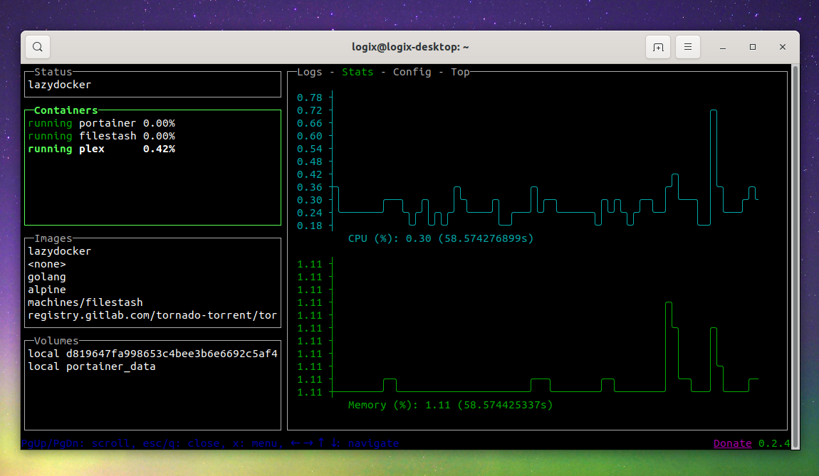 LazyDocker interface