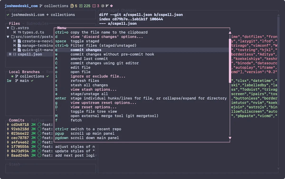 LazyGit interface